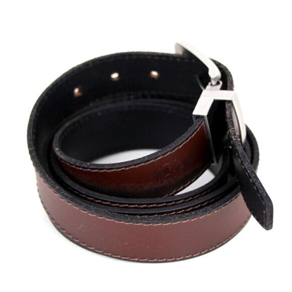 Timberland BROWN BLACK GENUINE LEATHER 1 1/8"Wd REVERSIBLE MEN'S BELT Sz 48 (I74 - Picture 5 of 15